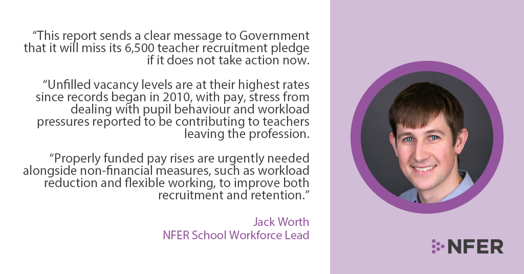 🗣️ "This report send a clear message to Government that it will miss its 6,500 teacher recruitment pledge if it does not take action now."

<a href="/JackWorthNFER/">Jack Worth</a> responds to a new report on the teacher workforce in secondary and further education from <a href="/NAOorguk/">National Audit Office</a>:
