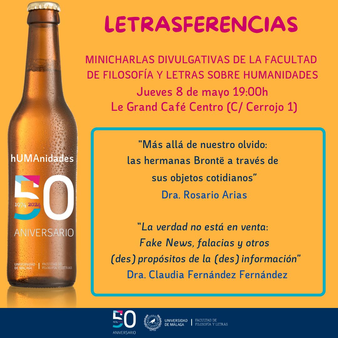 Nueva sesión del ciclo "LETRASFERENCIAS", la cita será a las 19:00 en Le Grand Café Centro el jueves 8 de mayo.
La entrada es libre y está abierta a todo el mundo.
¡Os esperamos!
