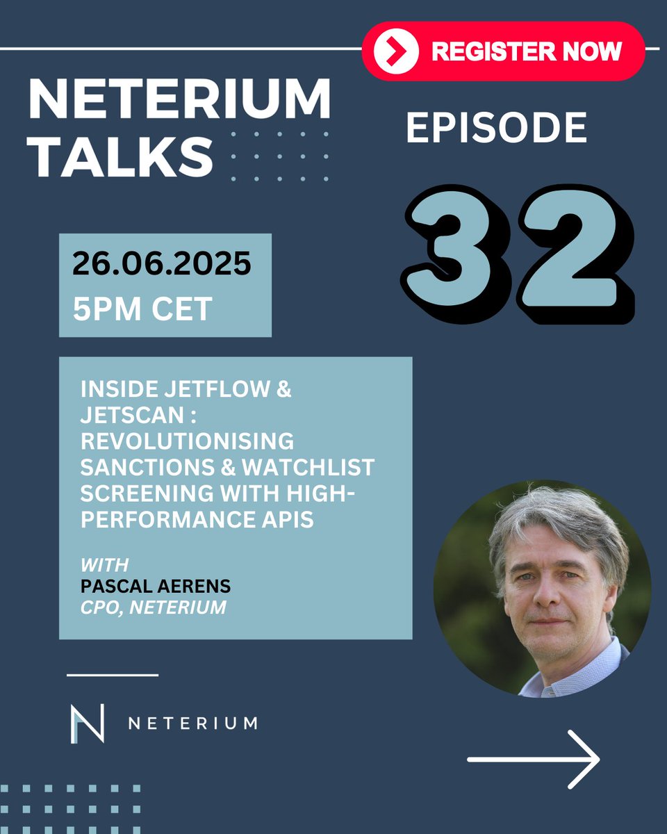 Neterium - APIs FOR ENTITY & TRANSACTION SCREENING (@neterium) on Twitter photo ๐๐๐๐ญ๐๐ซ๐ข๐ฎ๐ฆ ๐๐๐ฅ๐ค๐ฌ: ๐๐ฉ๐๐จ๐ฆ๐ข๐ง๐ ๐๐ฉ๐ข๐ฌ๐จ๐๐๐ฌ ๐๐ง๐ง๐จ๐ฎ๐ง๐๐๐
Check the next 4 episodes ofย #NeteriumTalks, our signature live sessions where we explore the latest in watchlist and sanctions screening.
๐Info & Registration:
neterium.io/insights/webinโฆ
#FCC ๐๐๐๐ญ๐๐ซ๐ข๐ฎ๐ฆ ๐๐๐ฅ๐ค๐ฌ: ๐๐ฉ๐๐จ๐ฆ๐ข๐ง๐ ๐๐ฉ๐ข๐ฌ๐จ๐๐๐ฌ ๐๐ง๐ง๐จ๐ฎ๐ง๐๐๐
Check the next 4 episodes ofย #NeteriumTalks, our signature live sessions where we explore the latest in watchlist and sanctions screening.
๐Info & Registration:
neterium.io/insights/webinโฆ
#FCC
