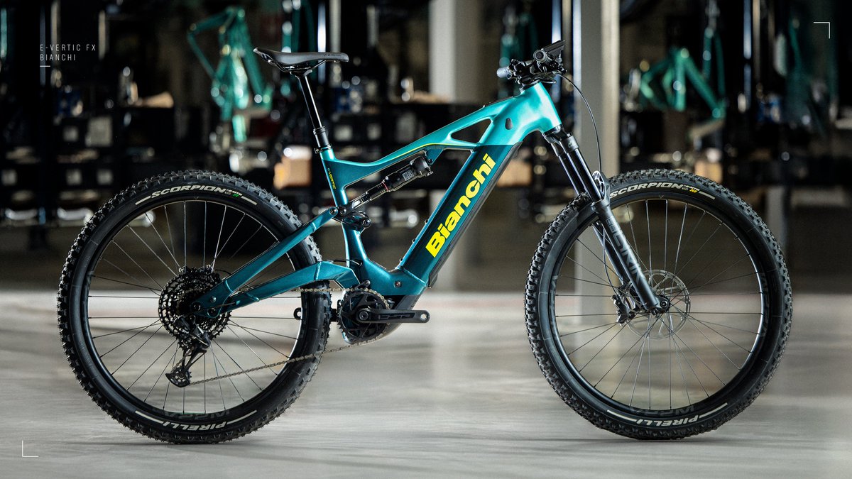 THE NEW E-VERTIC FX: 150 mm front and 140 mm rear travel, Bosch Performance Line CX motor (85 Nm) and 800 Wh Powertube battery to boost your skills on any terrain. #Bianchi #RideBianchi