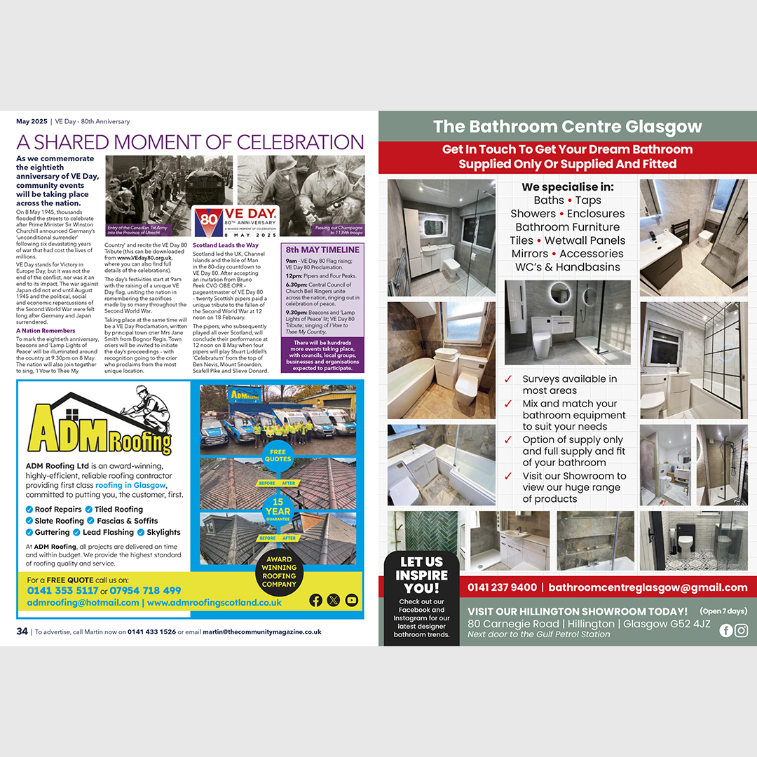 A Shared Moment of Celebration – As we commemorate the eithieth anniversary of VE Day, community events will be talking place across the nation. Full story, and for the rest of our e-edition, CLICK HERE: tinyurl.com/5y98r82k