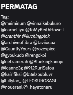 nightharunight's tweet photo. Guys, ada yang mau dimasukin lagi? 

All-> Permatag 
#Goldslackerlife Cale x Anna (LCF)  
#Silvianna Silvio x Arianna (Ikepri) 
#Matari Matias x Anna (Ikepri) 
#Jazzrox Jude x Roxanna (Ikevil) 
#PaintTheTwileen Ellis x Kathleen (Ikevil) https://t.co/wHwtvhTyJ8