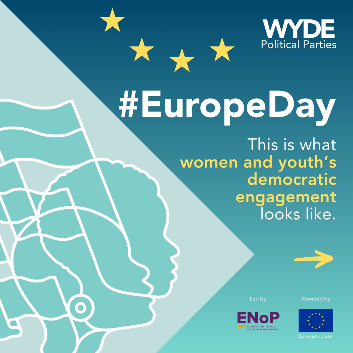 EU_ENoP's tweet image. 🇪🇺 On #EuropeDay, we celebrate democracy in action.
Europe stands with the next generation of leaders.
And democracy lives through the people who dare to lead. Learn more 👉 wyde-global.eu
#WYDEPoliticalParties #WYDECommunity #EUValues #ENoP