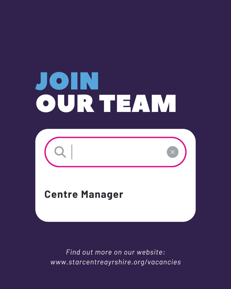 The STAR Centre: Ayrshire's Rape Crisis (@starayrshirerc) on Twitter photo The STAR Centre is seeking a Service Manager to lead and develop our team. Request an application pack on starcentreayrshire.org/manager-ad/ or by e-mailing admin@starcentreayrshire.org
Deadline for submissions is 12pm, 16th May 2025. Interviews will take place w/c 2nd June 2025 The STAR Centre is seeking a Service Manager to lead and develop our team. Request an application pack on starcentreayrshire.org/manager-ad/ or by e-mailing admin@starcentreayrshire.org
Deadline for submissions is 12pm, 16th May 2025. Interviews will take place w/c 2nd June 2025