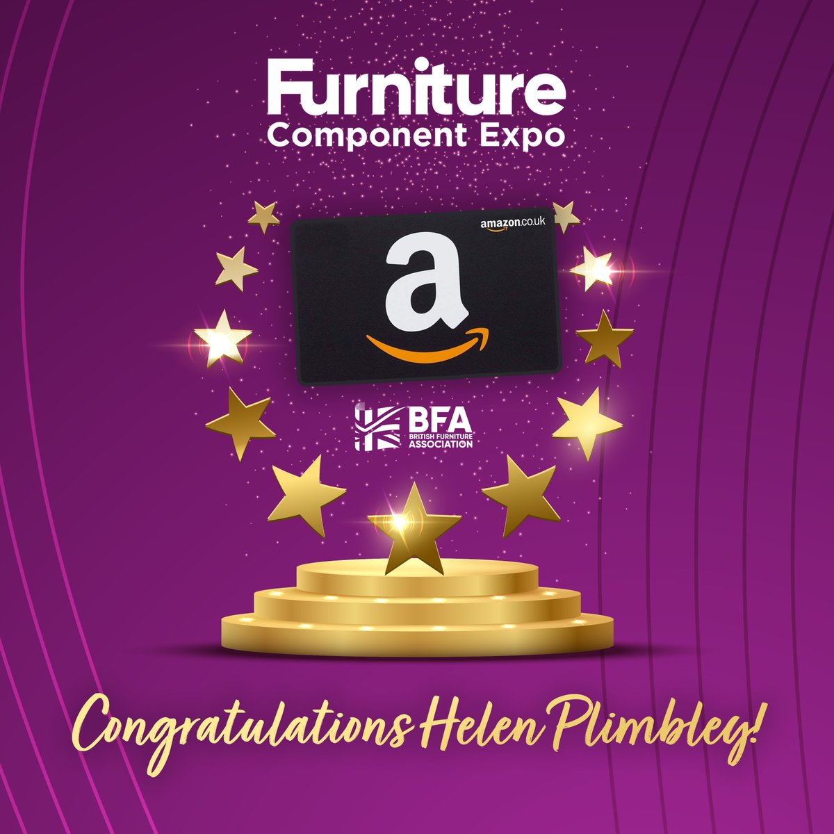 We’ve drawn a winner from everyone who completed our Furniture Component Expo visitor survey - congratulations to Helen Plimbley from Next, who’ll receive a £50 Amazon voucher.

Find out more about FCE 2026 show here: fcexpo.co.uk