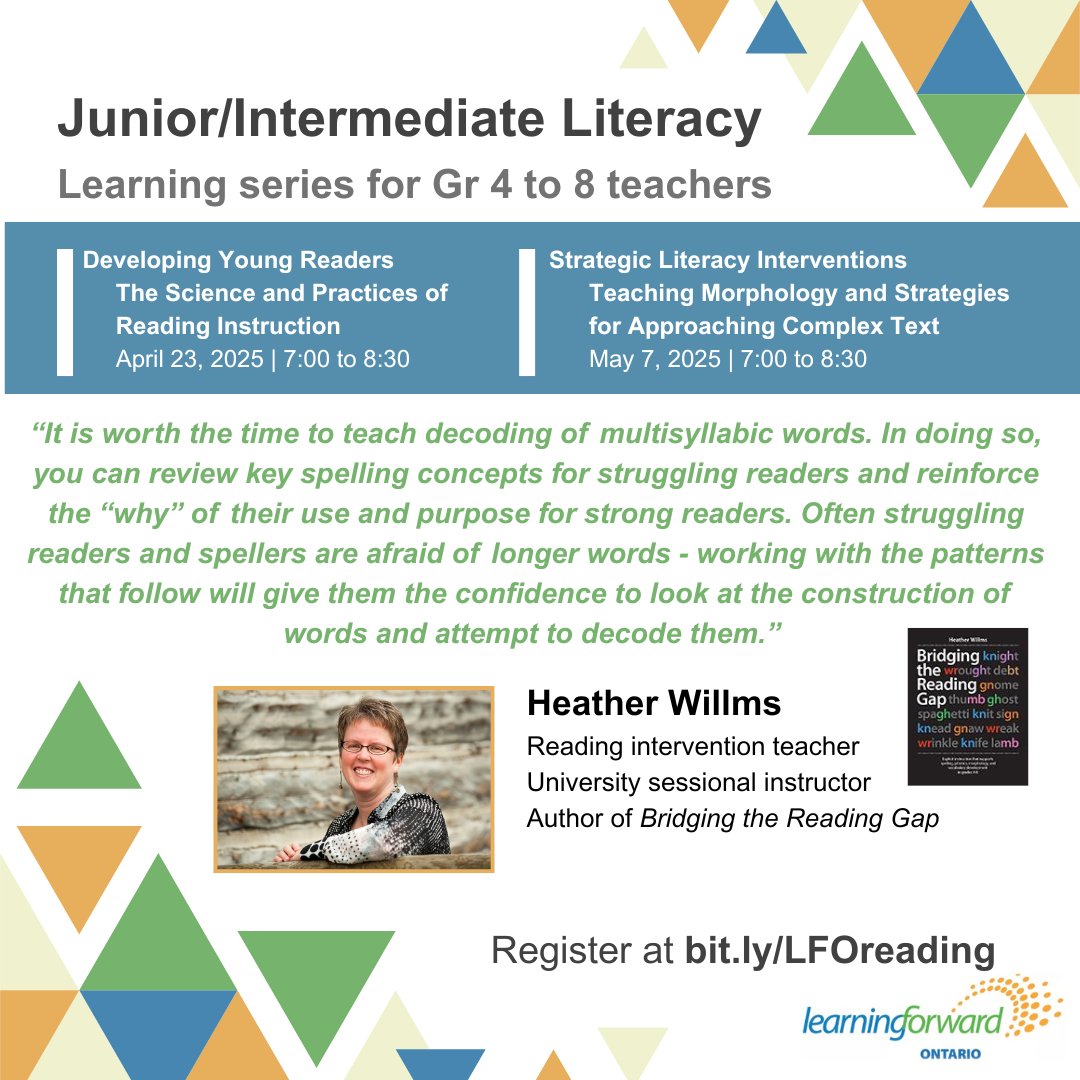 One week until part two of the “Junior/Intermediate Literacy” webinar with author Heather Willms. Join us, and your Ontario colleagues, by registering via the Eventbrite link.
bit.ly/LFOreading