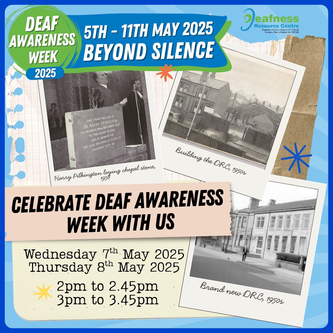 DRCsthelens's tweet image. It's Deaf Awareness Week next week and we are opening our doors!

Come along on Wed 7th May or Thurs 8th May to have a look at our lovely building, beautiful Deaf Chapel and learn more about deaf awareness. Everyone is welcome!

No need to book, just turn up at times below ⬇️