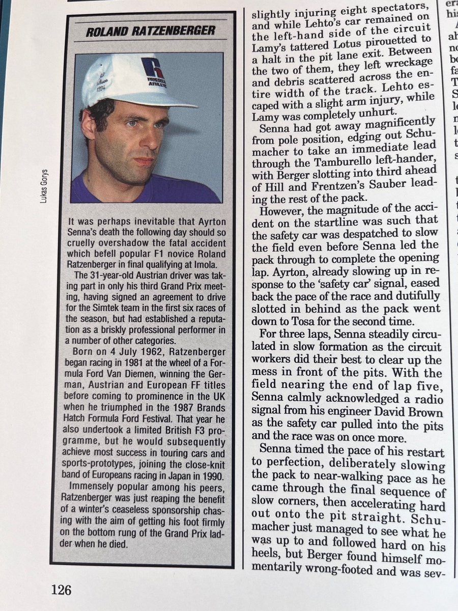 #OnThisDay 31 years ago today we lost a lovely guy, his tragic loss is sadly overshadowed by what came the following day, but those who knew him, still remember Roland fondly. RIP RR - …ursearchive.iconpublishinglimited.com #F1 <a href="/F1/">Formula 1</a> #AutocourseArchive