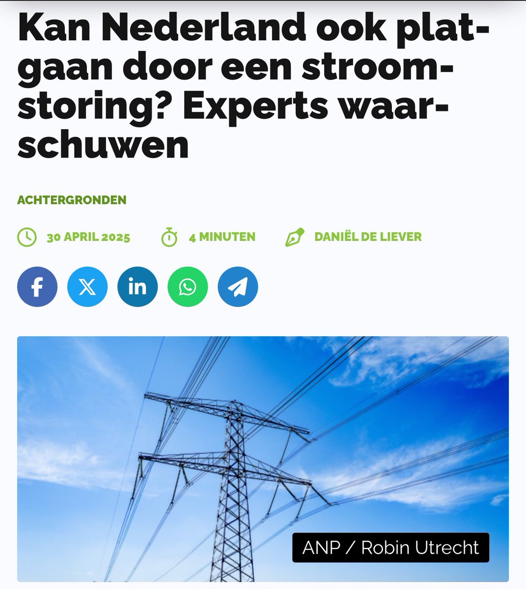 Rob Roos 🇳🇱 (@rob_roos) on Twitter photo “Rob Roos waarschuwt voor de gevolgen”
In reactie op de situatie in Spanje en Portugal waarschuwt voormalig Europarlementariër, elektrotechnisch ingenieur en hoogspanningsdeskundige Rob Roos tegenover <a href="/NieuwRechtsNL/">NieuwRechts</a> voor de rol die de energietransitie speelt.
'De “Rob Roos waarschuwt voor de gevolgen”
In reactie op de situatie in Spanje en Portugal waarschuwt voormalig Europarlementariër, elektrotechnisch ingenieur en hoogspanningsdeskundige Rob Roos tegenover <a href="/NieuwRechtsNL/">NieuwRechts</a> voor de rol die de energietransitie speelt.
'De