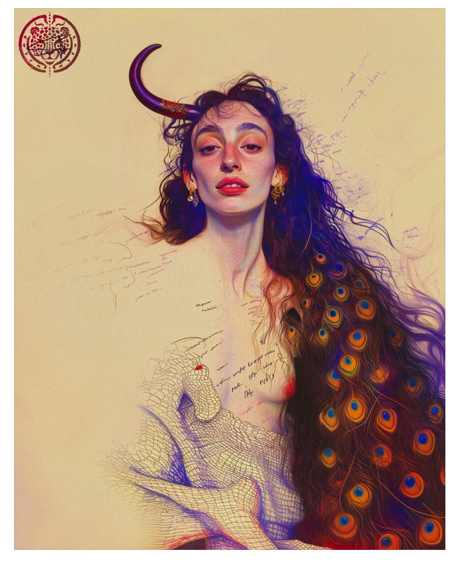 An AI-generated ID-style photo of the woman featured in my artwork.