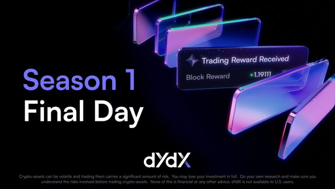 It's the final day of season 1 of <a href="/dYdX/">dYdX</a> Surge!

It's a trading competition with up to $20 million in $DYDX prizes to be won!

Have you climbed up the leaderboard?

Check out the results here: community.chaoslabs.xyz/dydx-v4/risk/l…