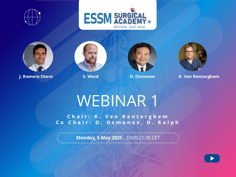 Prof. Dr. Daniar Osmonov, FECSM (@osmonovdr) on Twitter photo ESSM SURGICAL ACADEMY - WEBINAR 1
next Monday! <a href="/essm_tweets/">European Society for Sexual Medicine (ESSM)</a> <a href="/dr_romero_otero/">Javier Romero Otero</a> <a href="/dr_wardsam/">Dr Ward Sam</a> <a href="/KoenraadvanRen1/">Koenraad van Renterghem</a> <a href="/DrOsmonov/">Dr. Daniar Osmonov</a>
us06web.zoom.us/webinar/regist… ESSM SURGICAL ACADEMY - WEBINAR 1
next Monday! <a href="/essm_tweets/">European Society for Sexual Medicine (ESSM)</a> <a href="/dr_romero_otero/">Javier Romero Otero</a> <a href="/dr_wardsam/">Dr Ward Sam</a> <a href="/KoenraadvanRen1/">Koenraad van Renterghem</a> <a href="/DrOsmonov/">Dr. Daniar Osmonov</a>
us06web.zoom.us/webinar/regist…