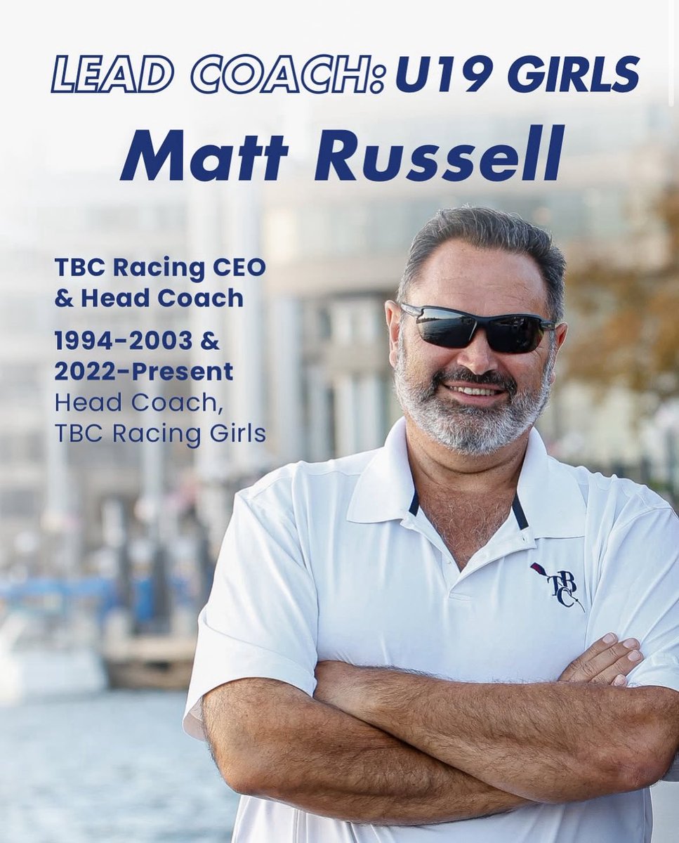 Coach Russell is back for his 86th summer on the Potomac (or something like that…) and ready for his favorite season of the year coaching U19 Girls!  He loves seeing all of the rowers in the DMV come together and make each other faster.  Register today! Tbcracing.org