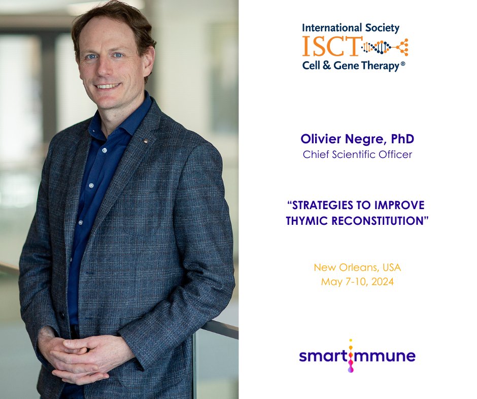 Our CSO, <a href="/olivier_negre/">Olivier NEGRE</a> will  be flying to New Orleans next week to present “Strategies to improve  thymic reconstitution” at the <a href="/ISCTglobal/">ISCT</a> CGT Immune monitoring and  Immunobiology educational workshop. He'll also be presenting a poster and... running 5 km, of  course!