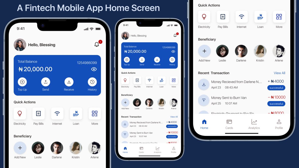 Home screens of fintech apps should show not just good design, but also strong accessibility and usability.
This concept focuses on clean layout, clear text, and easy navigation for all users.

#FintechDesign #UIDesign #UXDesign #MobileAppDesign #Accessibility #UX