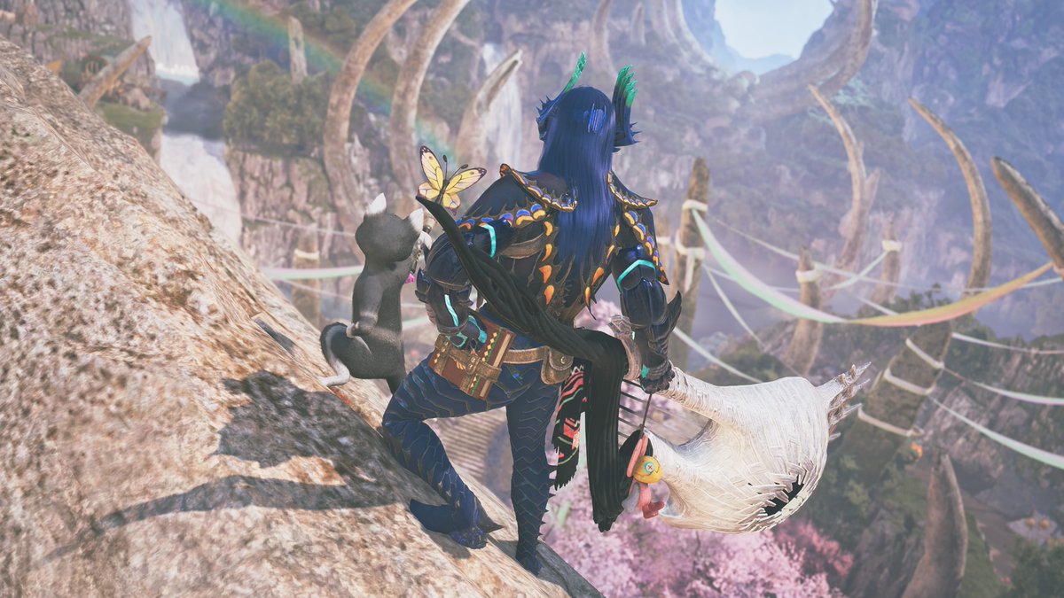 真VVのナホビホくんと主人公だホ

胸のリボンの色が変えられたらなぁ～
 #モンハンワイルズキャラメイク 
#モンハンワイルズ