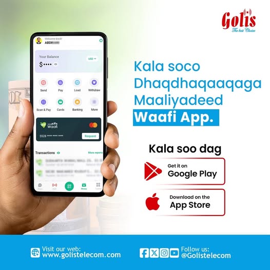 GolisTel's tweet photo. Macaamiisheenna,ugu dira lacagaha ehelkiinna adoo adeegsanaya Xawaaladda Taaj.
#golistelecom
#IsgaarsiiniWaaGolis
#XawaaladaTaaj https://t.co/zGxOsQZLv1