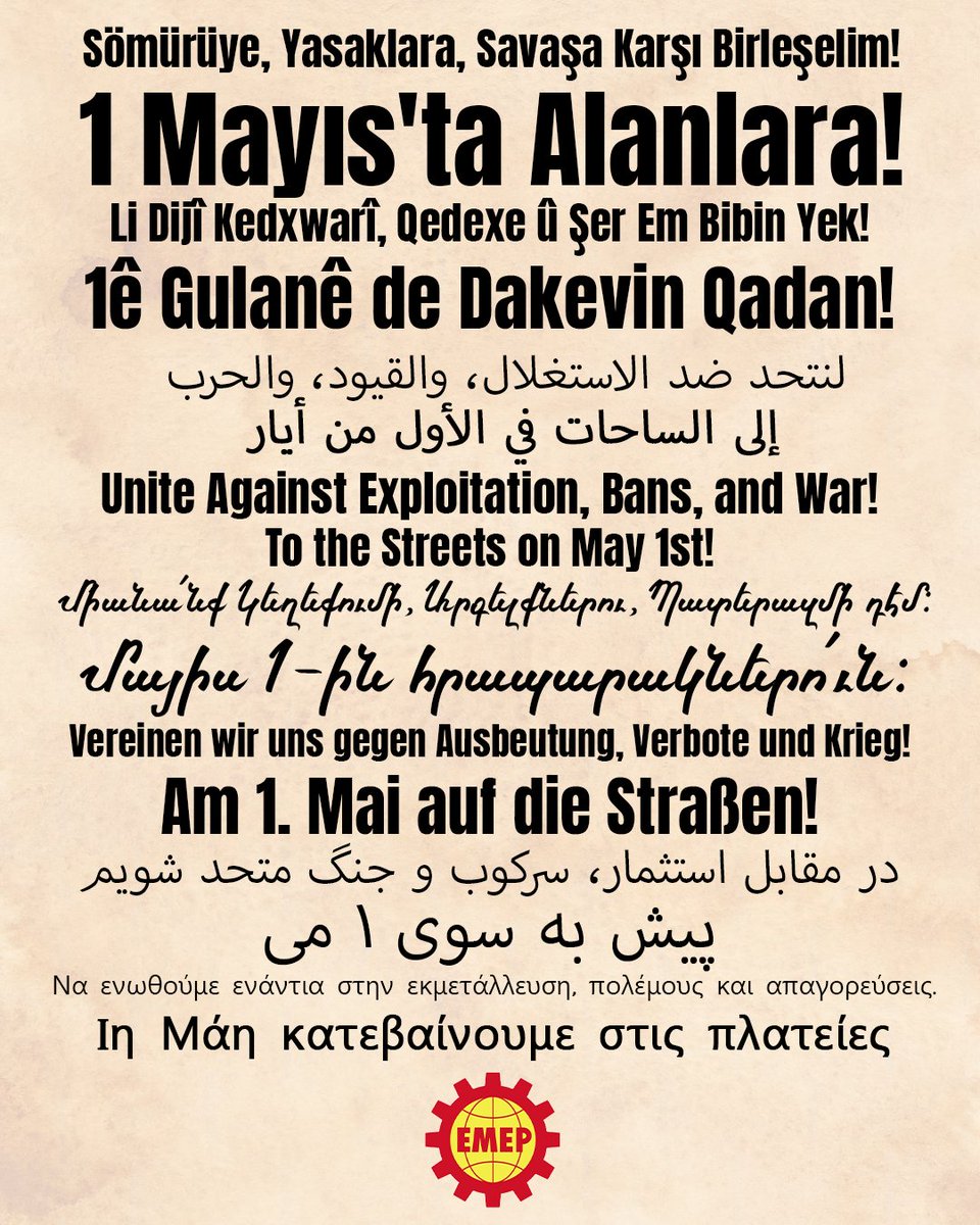 Sömürüye, Yasaklara, Savaşa Karşı Birleşelim!

Tüm dünya işçileri, uluslararası birlik, mücadele ve dayanışma günü 1 Mayıs’ı büyük emperyalist güçler arasındaki hegemonya mücadelelerinin küresel ölçekte bir savaşa dönüşme tehlikesinin giderek arttığı koşullarda karşılıyor.
