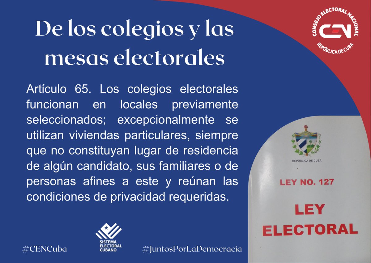 Buenos días electores☀️Continuamos hoy conociendo otros aspectos de nuestra Ley Electoral.🇨🇺
#JuntosPorLaDemocracia 
#PorCubaJuntosCreamos