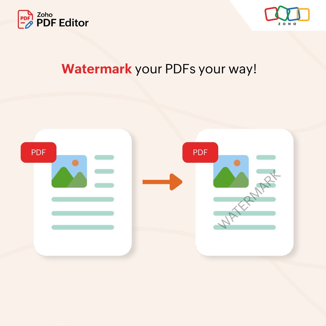 Zoho PDF editor (@zohopdfeditor) on Twitter photo Our PDF Editor just got sharper! ๐ Secure, brand, or simply label your PDFs with watermarking in Zoho PDF Editor. Try now ๐ zurl.co/dqC2m!
#zoho #freeonlinepdfeditingtool #zohopdfeditor #watermarkingpdfs
<a href="/ZohoWriter/">Zoho Writer</a> <a href="/ZohoWorkDrive/">Zoho WorkDrive</a> Our PDF Editor just got sharper! ๐ Secure, brand, or simply label your PDFs with watermarking in Zoho PDF Editor. Try now ๐ zurl.co/dqC2m!
#zoho #freeonlinepdfeditingtool #zohopdfeditor #watermarkingpdfs
<a href="/ZohoWriter/">Zoho Writer</a> <a href="/ZohoWorkDrive/">Zoho WorkDrive</a>