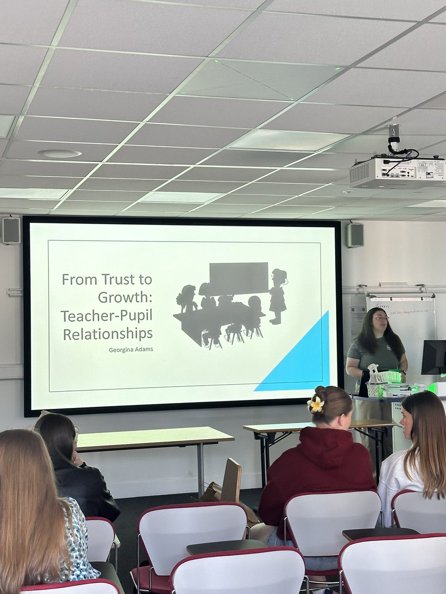 Pe4Conference's tweet image. In the same room, @PEMissAdams takes us through the ever important teacher-pupil relationship! This is a really exciting research plan & we are excited to hear all about it! ✨🤩