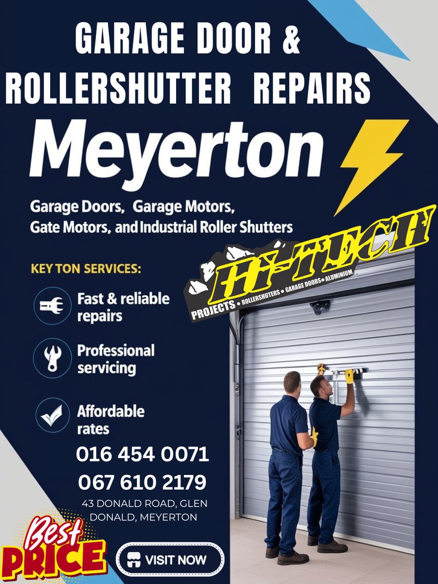 Hi_Techproject's tweet image. 🚪 GARAGE DOORS SPECIALS! 🚪Top quality, sleek designs & unbeatable prices! 💥 📞 016 454 0071 / 067 610 2179 – CALL NOW!
#GarageDoors #HomeUpgrade #SecureYourSpace #WowSpecials #MzanziDeals #GarageGoals #RenovationDeals #SAHomeImprovement #LocalBusinessSA #fypシ #foryourpage
