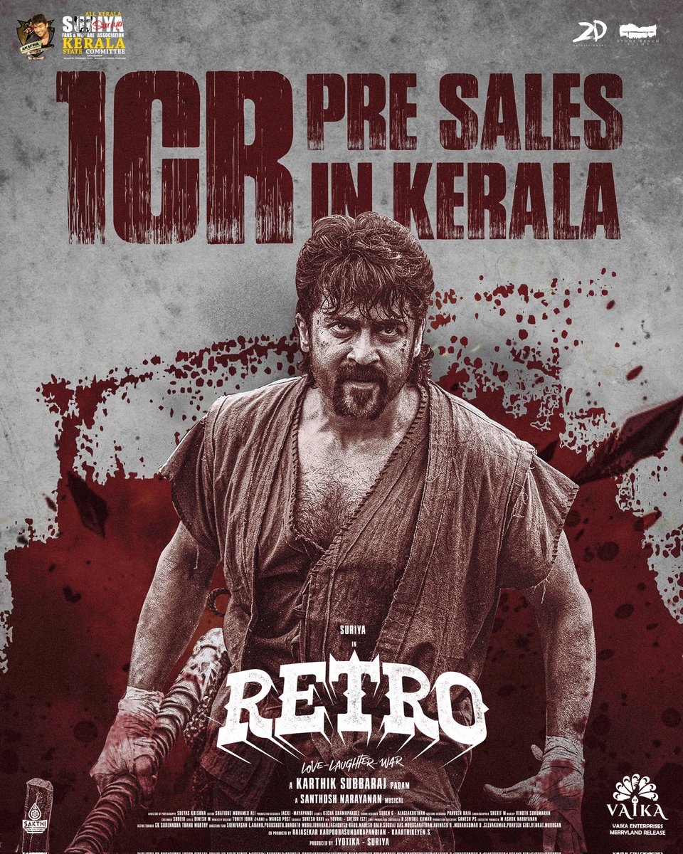Kerala Suriya Fans Clubโข (@aksfwa1) on Twitter photo Once a lion in Kerala, always a lion!
#Retro's Kerala presales crossing a massive 1 cr+ โ
๐ฅ
<a href="/Suriya_offl/">Suriya Sivakumar</a> <a href="/rajsekarpandian/">Rajsekar Pandian</a> <a href="/venkatvnt/">venkat vicky</a> <a href="/sarathlal428/">Sarath lal Surya karthi ๐</a> <a href="/VaikaMerryland/">vaikaenterprises merryland</a> #RetroFromTomorrow Once a lion in Kerala, always a lion!
#Retro's Kerala presales crossing a massive 1 cr+ โ
๐ฅ
<a href="/Suriya_offl/">Suriya Sivakumar</a> <a href="/rajsekarpandian/">Rajsekar Pandian</a> <a href="/venkatvnt/">venkat vicky</a> <a href="/sarathlal428/">Sarath lal Surya karthi ๐</a> <a href="/VaikaMerryland/">vaikaenterprises merryland</a> #RetroFromTomorrow