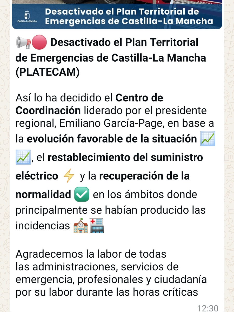 VOST_CLM's tweet image. #Desactivado el Plan Territorial de #Emergencias de Castilla-La Mancha #PLATECAM