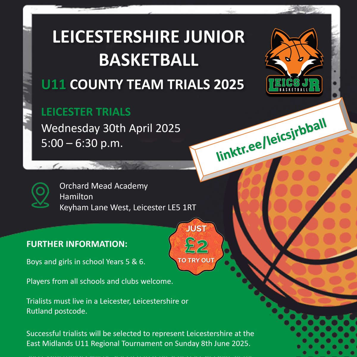 THE FIRST U11 LEICESTERSHIRE COUNTY BASKETBALL TRIALS ARE TODAY!

Not registered yet? It's not too late to sign up using the <a href="/Linktree_/">Linktree</a> link in our bio.