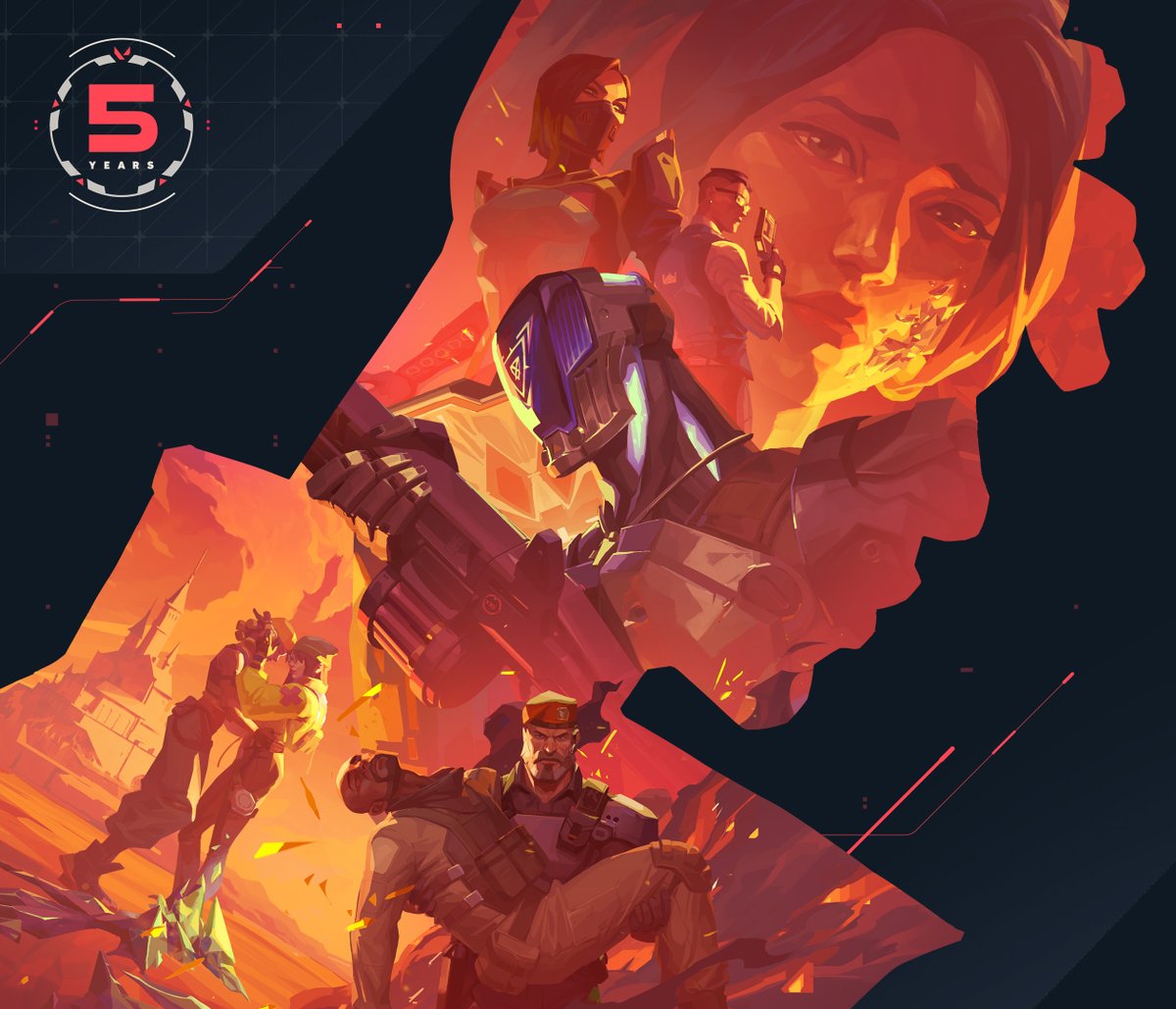 Strawberry79's tweet image. 🧵There is A LOT to be excited for in Patch 10.08! Much to cover &amp;amp; deep cuts to explore. This June marks the 5th anniversary of VALORANT's launch and they've been COOKING!

🔻In this thread I will be covering what’s going on in the Keyart as well as the new Homescreen: