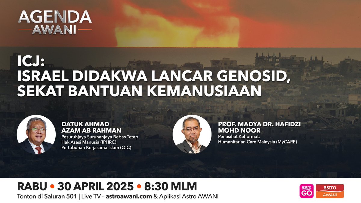 AgendaAWANI (@agendaawani) on Twitter photo Israel didakwa lakukan genosid terhadap rakyat Palestin di Gaza, selain sengaja menyasarkan pertubuhan kemanusiaan. Bagaimana boleh kita fahami sejauh mana pentingnya sesi pendengaran awam di Mahkamah Keadilan Antarabangsa (ICJ) The Hague, Belanda ketika ini? <a href="/501Awani/">Astro AWANI</a> <a href="/nazrikh/">nazri kahar</a> Israel didakwa lakukan genosid terhadap rakyat Palestin di Gaza, selain sengaja menyasarkan pertubuhan kemanusiaan. Bagaimana boleh kita fahami sejauh mana pentingnya sesi pendengaran awam di Mahkamah Keadilan Antarabangsa (ICJ) The Hague, Belanda ketika ini? <a href="/501Awani/">Astro AWANI</a> <a href="/nazrikh/">nazri kahar</a>
