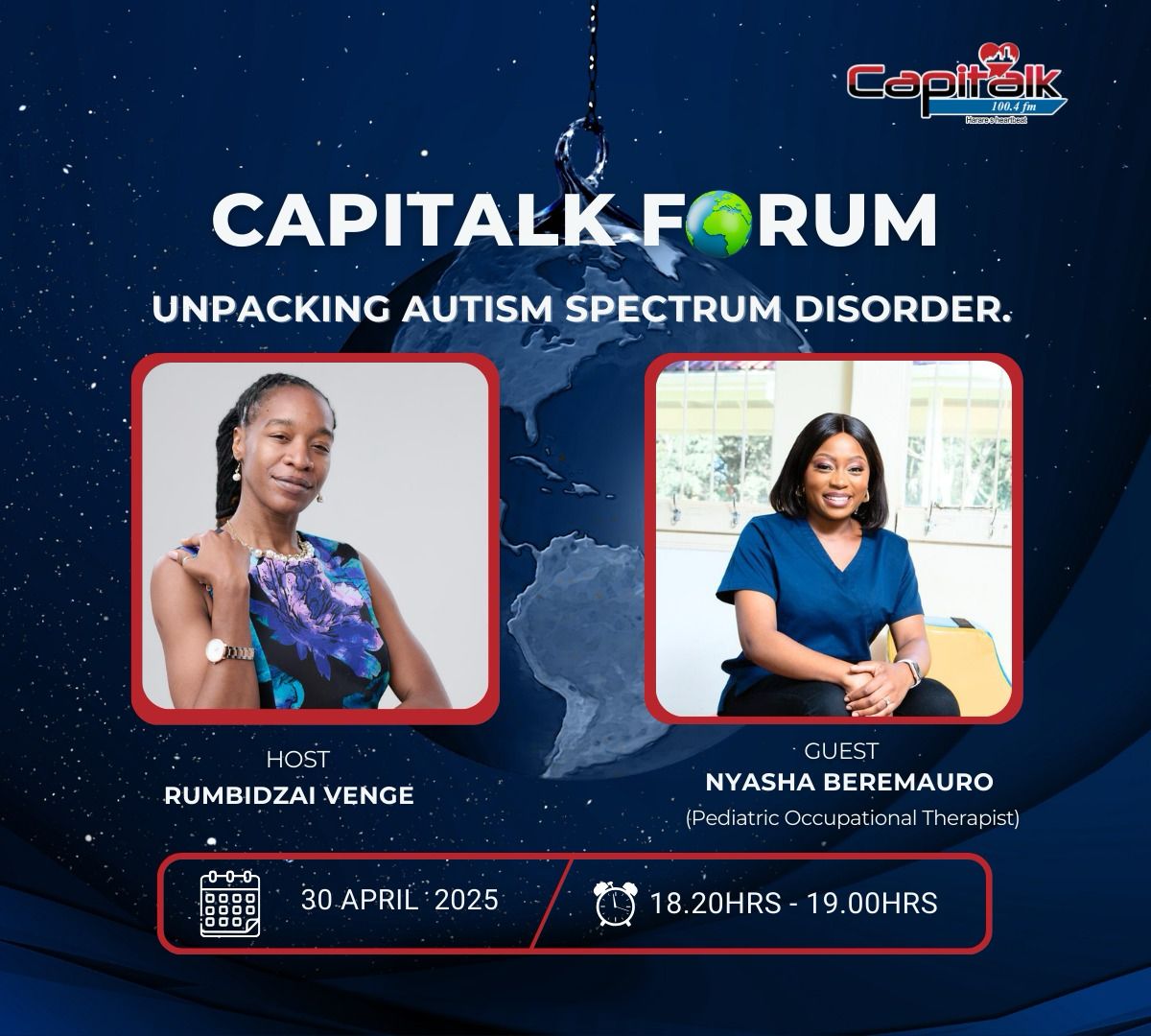 🌟✨ Join a Pediatric Occupational Therapist, Nyasha Beremauro <a href="/nyatrish/">Nyasha Beremauro</a> today on Capitalk 100.4 FM as she unpacks Autism Spectrum Disorder with the incredible Rumbi Venge!
#AutismAwareness #Capitalk1004FM #RumbiVenge #SupportForFamilies #InclusiveEducation #ChildDevelopment