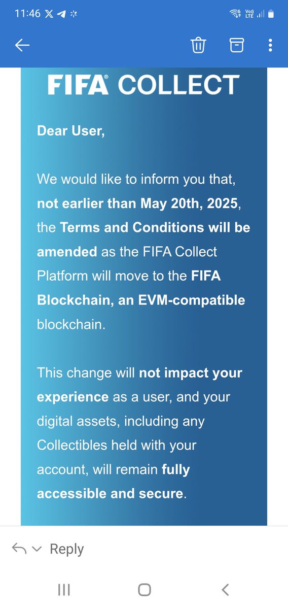 Just got an email from <a href="/FIFACollect/">FIFA Collect</a> who say they are moving blockchains!?? Does this mean $ALGO #Algorand will no longer be involved!? <a href="/AlgoFoundation/">Algorand Foundation</a> <a href="/StaciW_DC/">StaciW_DC</a>  <a href="/algerstmehn/">Ⱥlex | france.algo 🇫🇷</a> can you provide any further information? <a href="/EldarDRM/">EldarDRM</a> could be a big one but not in a good way?