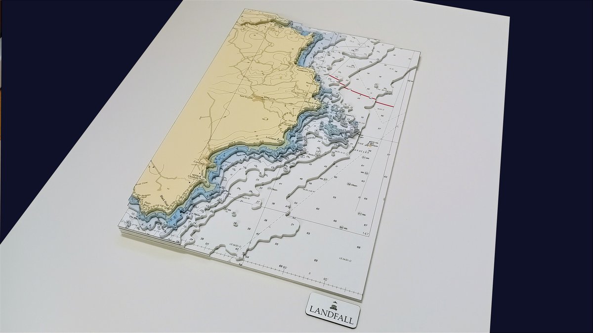 Landfall3DArt's tweet photo. Here's a nice A4 sized hand cut model of "The Manacles" - a reef system near the #Lizard, #Cornwall | ready for framing | bespoke #3dnauticalchart by https://t.co/Xjxm76NdSO | #gifts #sailing #nautical #wallart #birthdays https://t.co/TiMqTVz8gj