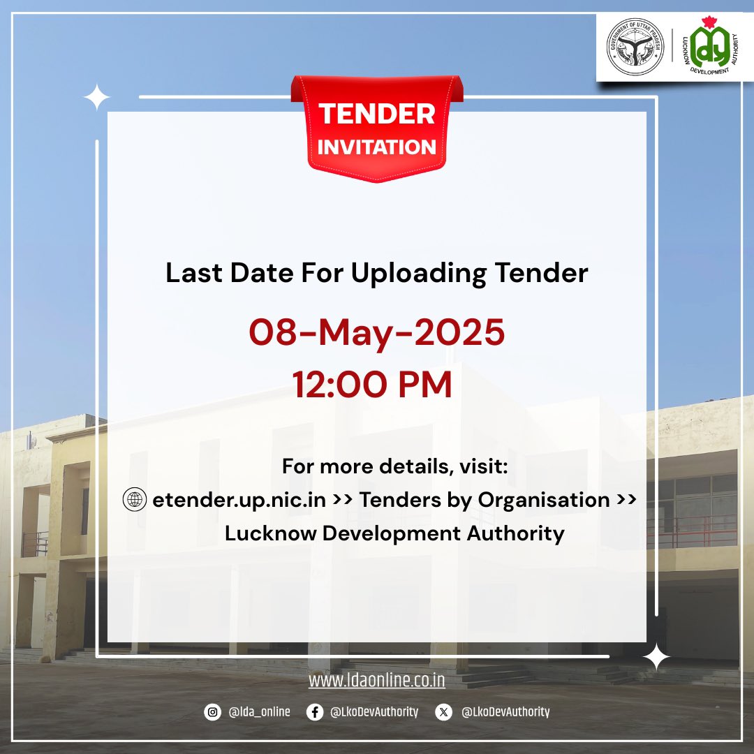 LkoDevAuthority's tweet image. Lucknow Development Authority is inviting interested parties for operation and maintenance of Community Centre at Viraj Khand under Gomti Nagar Scheme of Zone 1 in Lucknow.

🗓️Last date to apply - 08.05.2025. 12 PM🕕

#LDALucknow #SmartCityLucknow #LucknowDevelopment #ApplyNow…