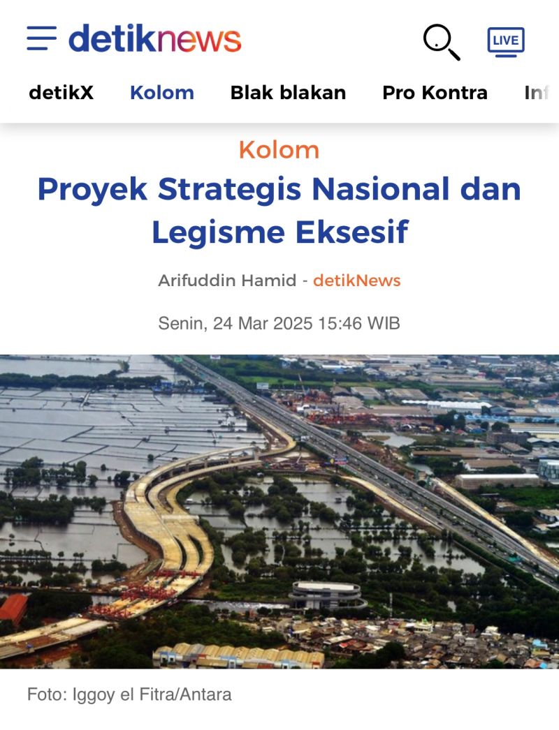 arifuddinhamid's tweet photo. Tulisan saya di Detik (24 Maret 2025) bertajuk "Proyek Strategis Nasional dan Legisme Eksesif."

Link: https://t.co/0Rtt3JtCZ6 https://t.co/eKgzeZQnwI