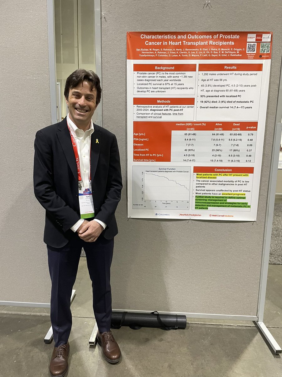 Boaz elad (@eladboaz) on Twitter photo Presenting cutting-edge work by <a href="/ilanrichter/">Ilan Richter</a> from Columbia NYP at the ISHLT Conference, including the first report on prostate cancer in post-heart transplant patients—an important advance in transplant medicine and oncology.
<a href="/NirUrielMD/">Nir Uriel, MD MSc</a>, Gabriel Sayer, Jayant Raikhelkar
#ISHLT25 Presenting cutting-edge work by <a href="/ilanrichter/">Ilan Richter</a> from Columbia NYP at the ISHLT Conference, including the first report on prostate cancer in post-heart transplant patients—an important advance in transplant medicine and oncology.
<a href="/NirUrielMD/">Nir Uriel, MD MSc</a>, Gabriel Sayer, Jayant Raikhelkar
#ISHLT25