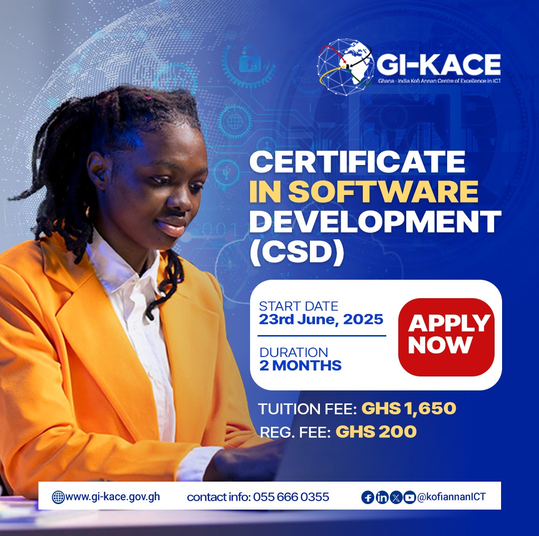Sign up for our Certificate in Software Development (CSD) course and learn in-demand skills, work on real projects, and get hands-on training from experts, even if you're starting from scratch; no experience needed. Classes begin on June 23rd, 2025.

Enroll now.
#GIKACE