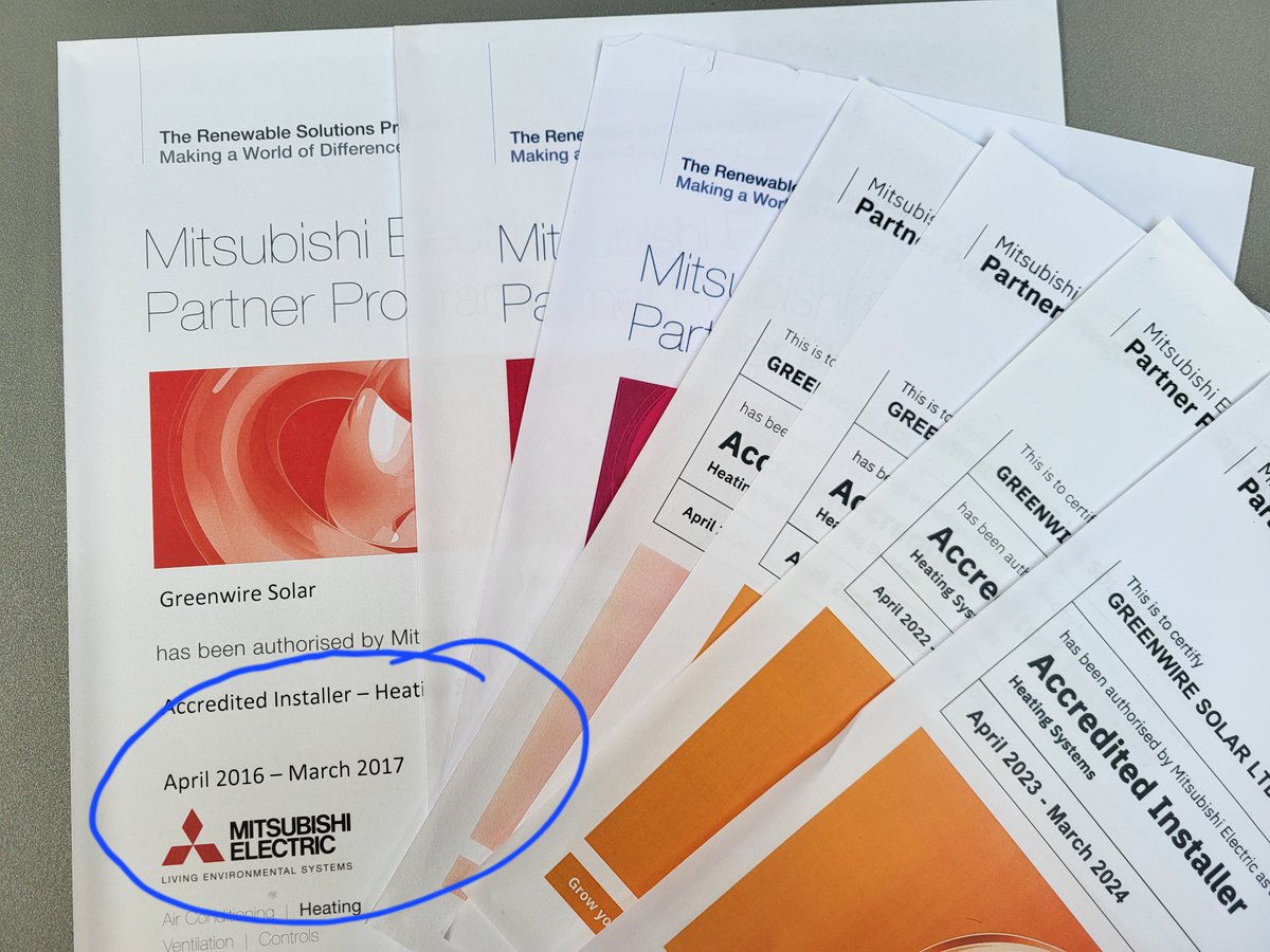 Proud to be re-accredited by Mitsubishi Electric, for the 9th year running. That's a lot of Ecodan Heat Pump experience - servicing, repairing &amp; upgrading across #Newbury, #WestBerkshire and #NorthHampshire.