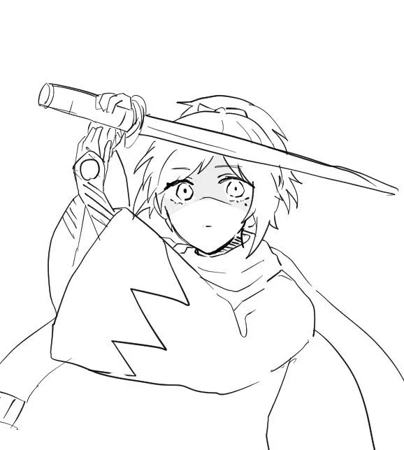 加州清光の刀剣破壊の瞬間を描き進めながら落書きで描いた「加州清光の刀剣破壊ド地雷の大和守安定」 