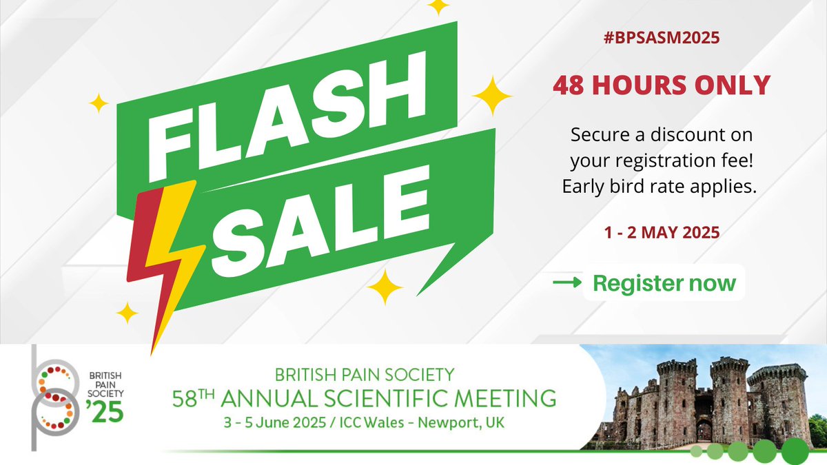⚡ FLASH SALE! ⚡

From 1–2 May, get a special discounted registration for #BPSASM2025—available for just 48 hours!

Don’t miss your chance to join us in Newport at a reduced rate.
📅 Mark your calendar &amp; be ready:  bit.ly/4iUSP9d