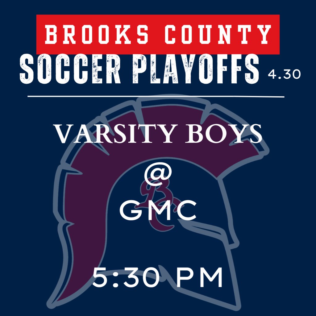 📢It's Playoff Day!! Second Round

👦⚽Varsity Boys Soccer @ Georgia Military College HS
📍201 E Greene Street
    Milledgeville, GA
⏰5:30 Kickoff

#UN1TY🔗
#GoTrojans🔴🔵