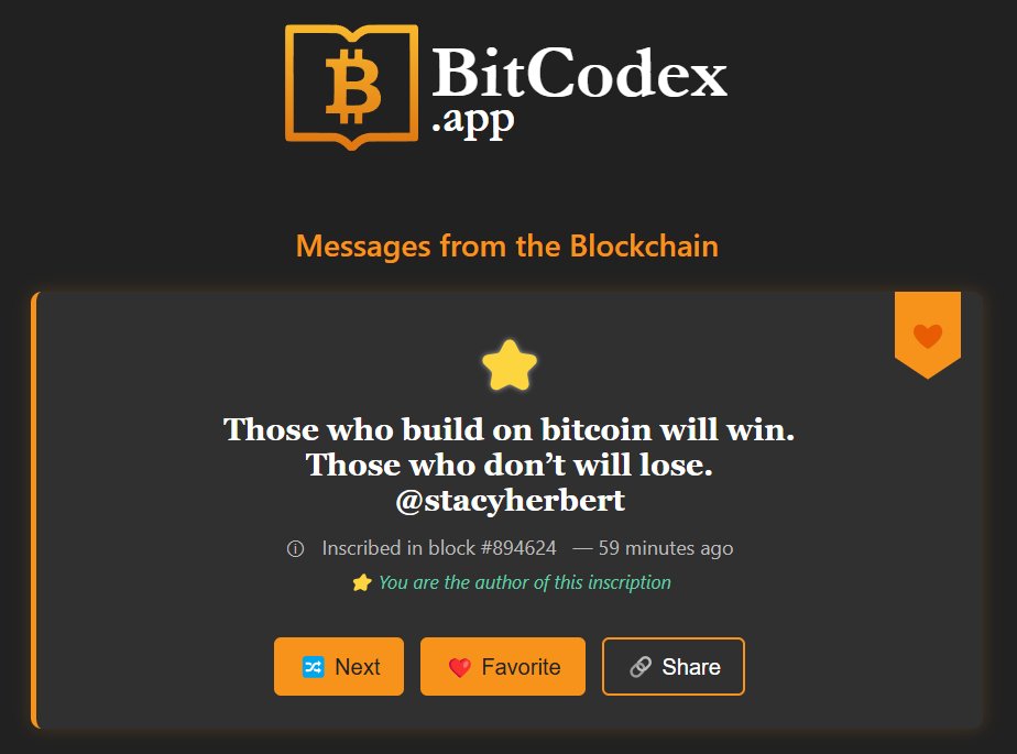 Edgar Borja (@fireismyflag) on Twitter photo Hi <a href="/stacyherbert/">Stacy Herbert 🇸🇻🚀</a>, we appreciate everything you do for El Salvador 🇸🇻
I put your words on the blockchain and now they're immortal 🚀
bitcodex.app/?t=f1e1207b05c… Hi <a href="/stacyherbert/">Stacy Herbert 🇸🇻🚀</a>, we appreciate everything you do for El Salvador 🇸🇻
I put your words on the blockchain and now they're immortal 🚀
bitcodex.app/?t=f1e1207b05c…