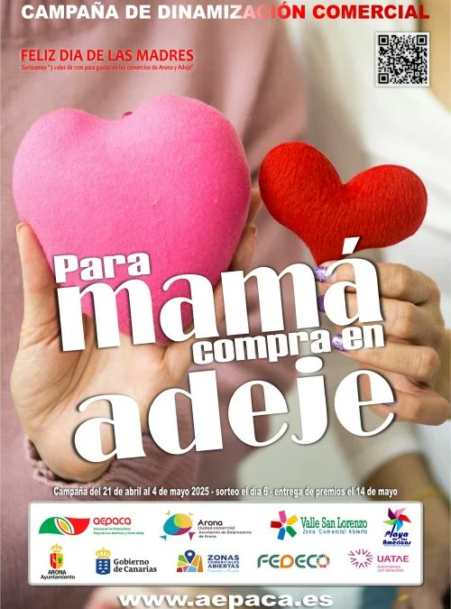 😍 𝙋𝙖𝙧𝙖 𝙈𝘼𝙈Á, 𝙘𝙤𝙢𝙥𝙧𝙖 𝙚𝙣 𝘾𝙤𝙨𝙩𝙖 𝘼𝙙𝙚𝙟𝙚 𝙮 𝙋𝙡𝙖𝙮𝙖 𝙙𝙚 𝙇𝙖𝙨 𝘼𝙢𝙚𝙧𝙞𝙘𝙖𝙨
Participa en la campaña de dinamización comercial hasta el 4 de mayo con motivo del #DiaDeLaMadre
¡Tiene premio 🎁! 
ℹ️ aepaca.es/para-mama-comp…
<a href="/VctorM2/">Víctor Manuel</a>
