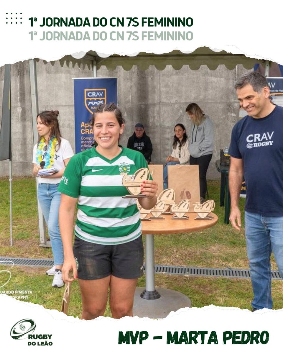 A Marta Pedro foi eleita MVP da 1.ª jornada do Campeonato Nacional de 7s Feminino! ⭐🏆

Depois de uma lesão difícil, voltou com a garra e o talento de sempre.
Discreta, mas decisiva. Uma verdadeira capitã 👊🏼🔥

#MVP #RugbyFeminino #SportingRugby #Portugal7s #Rugby7s