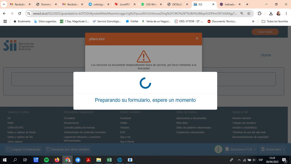 DavidUCbarrios's tweet photo. @SII_Chile esperamos te tengan en cuentas estas horas y dias de mal funcionamiento de la plataforma https://t.co/o9bKXRBmug