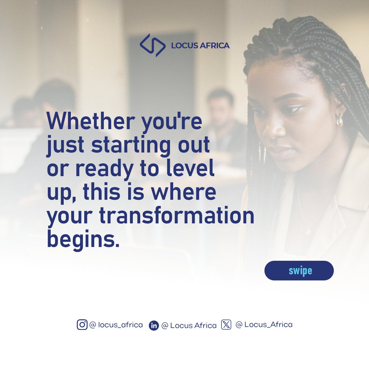 locus_africa's tweet photo. We started Locus Africa because of the gap.
The one between potential and opportunity.
So we built a space where you can learn real skills for real impact.
Follow us for more information
#tech #digitalskills #locusafrica #indemandskill #learningonline #edtech https://t.co/SBbO5Ry0e7