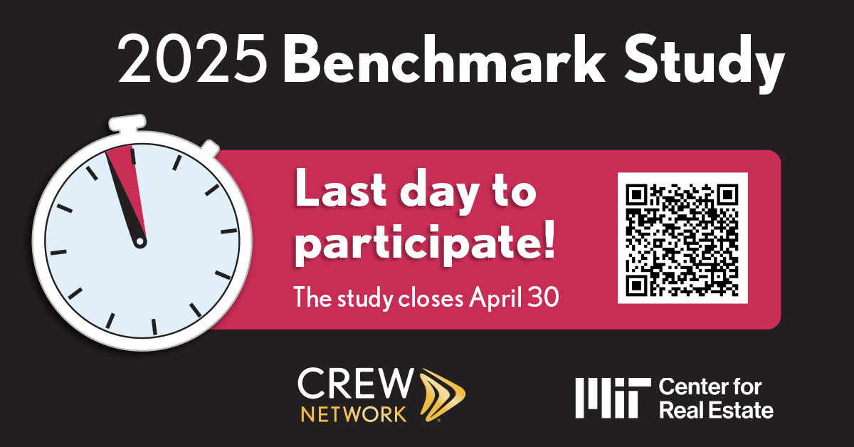 CREW_Network's tweet photo. This is your last chance to influence how #compensation and career opportunities are measured in #CRE. Don’t wait another five years to share your insight and inform this critical research. Participate in the #crewbenchmark study before it closes tonight: https://t.co/aibRAtuzKY https://t.co/Q2Vh4rvANn