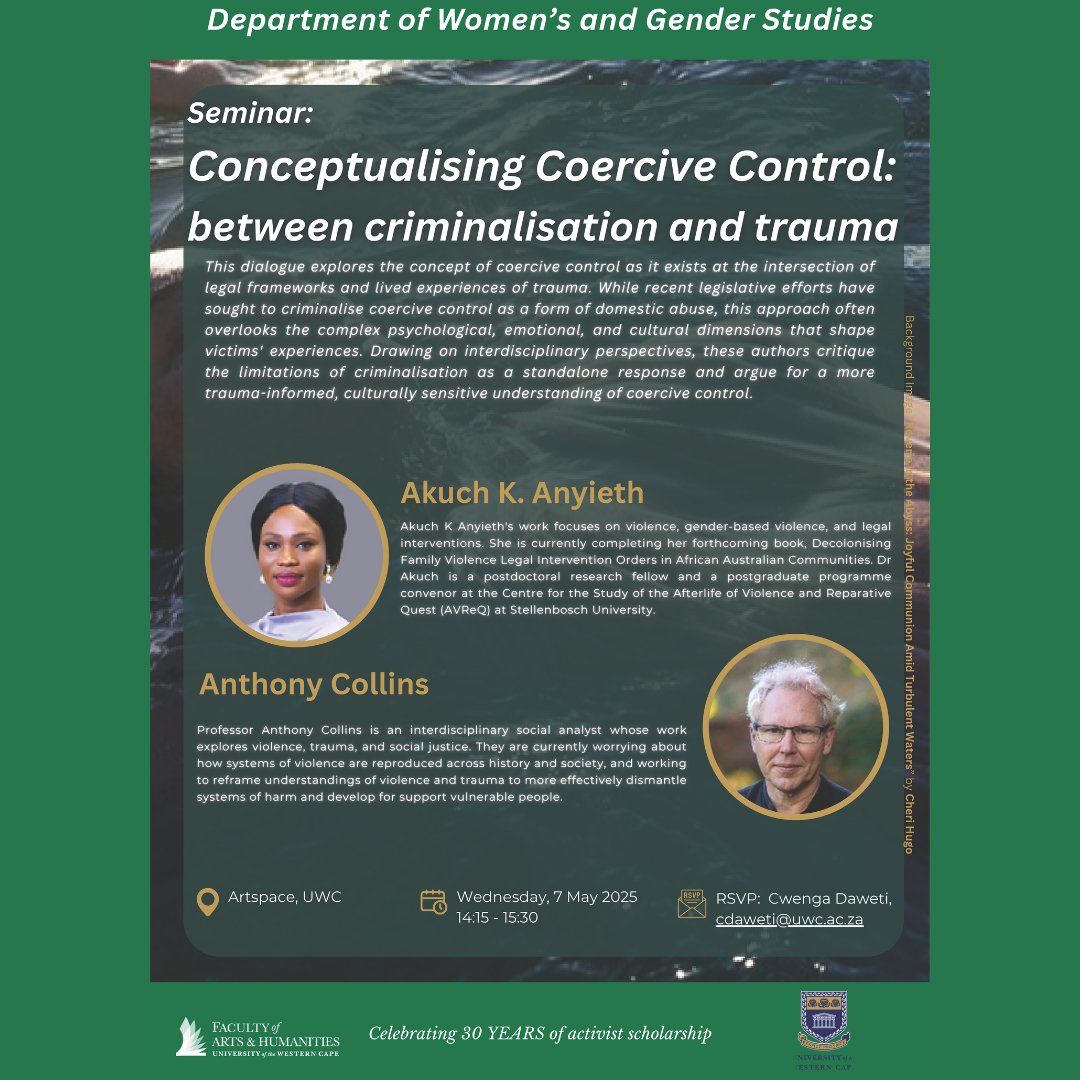AVReQ_SU's tweet image. We're honoured to welcome our research associate, Prof Anthony Collins, back to AVReQ!
In addition to leading workshops with our postgrads, Prof Collins will be delivering a series of public lectures at SU and UWC.
Links in the Bio.