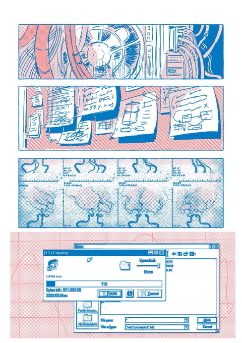 small preview of the first 10 pages of my comic from SBCF '24, 'rewired', which has been nominated for a minicomic award :-] (1/3) 